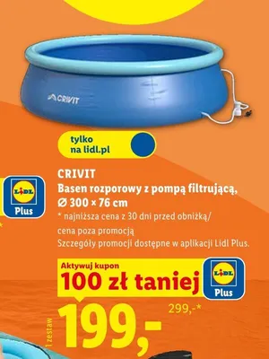 Basen rozporowy z pompą filtrującą CRIVIT Ø 300x76cm promocja w Lidl