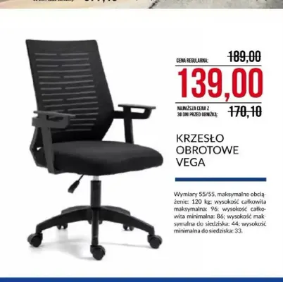 Krzesło obrotowe Vega promocja w Abra Meble