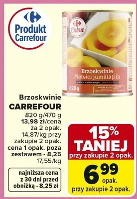 Brzoskwinie plastry w syropie promocja w Carrefour Market