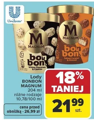 Lody Bonbon White Chocolate & Cookies Magnum promocja w Carrefour