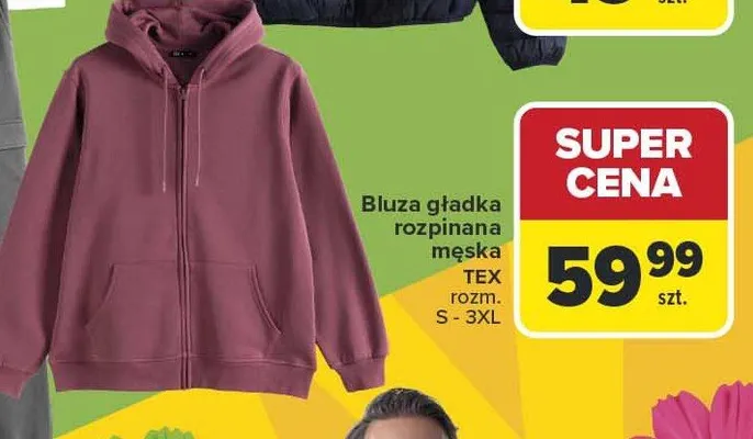 Bluza gładka rozpinana męska promocja w Carrefour