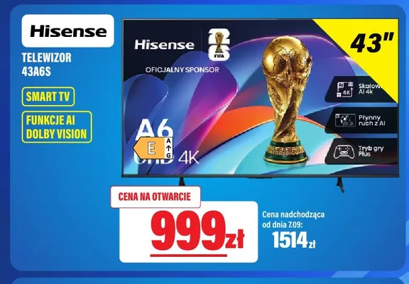 Telewizor Hisense 43A6S promocja w RTV EURO AGD