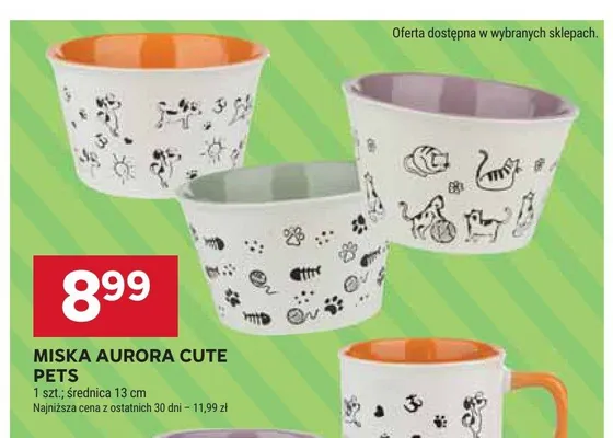 Miska Aurora Cute Pets średnica 13cm promocja w Stokrotka