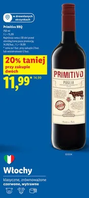 Wino Primitivo BBQ czerwone wytrawne Lidl promocja w Lidl