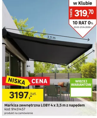 Markiza zewnętrzna LOBY 4 x 3,5 m z napędem promocja w Leroy Merlin