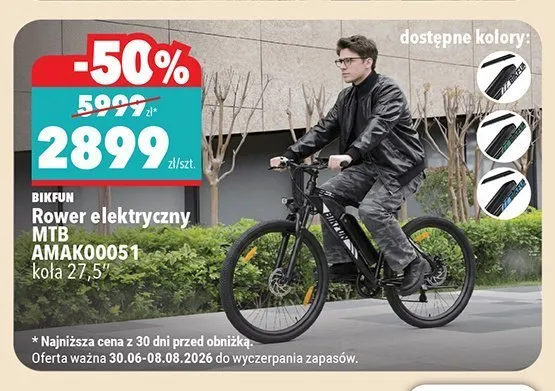Rower elektryczny MTB AMAK00051 Bikfun promocja w Biedronka