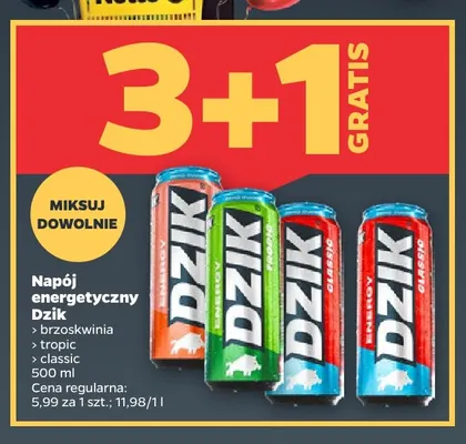 Napój energetyczny Dzik brzoskwinia promocja w Netto