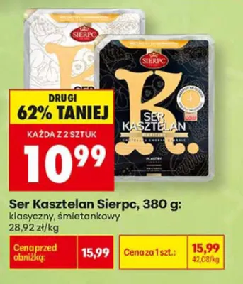 Ser Kasztelan w plastrach śmietankowy Sierpc promocja w Biedronka
