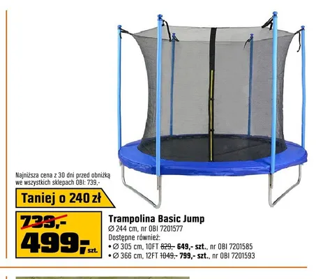 Trampolina Basic Jump Ø 244cm promocja w OBI