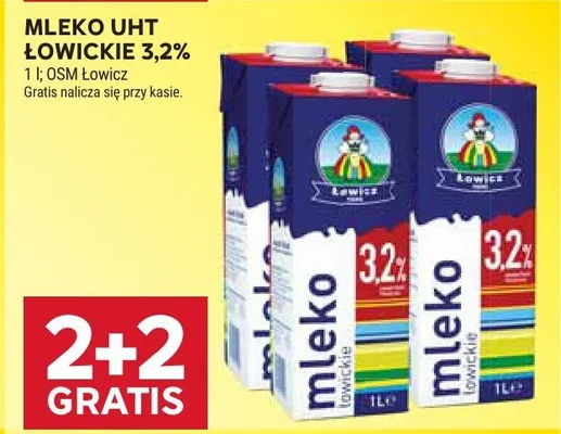 Mleko UHT łowickie 3,2% promocja w Stokrotka