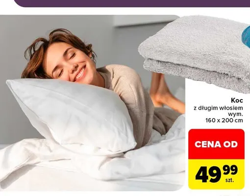 Koc z długim włosiem 160x200 cm promocja w Carrefour