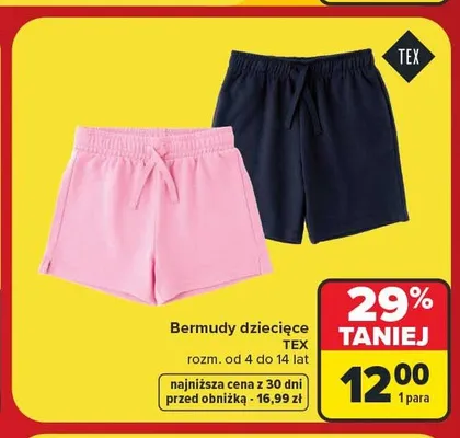 Bermudy dziecięce TEX promocja w Carrefour