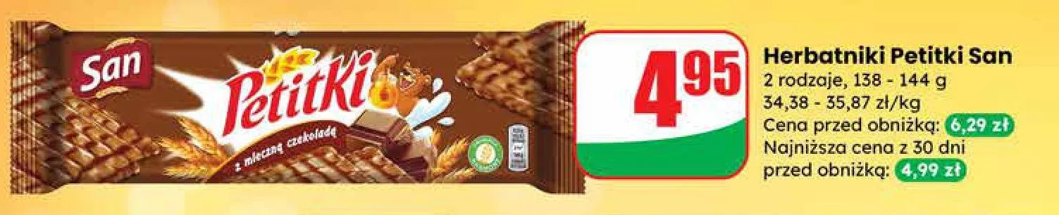 Herbatniki Petitki z mleczną czekoladą promocja w Dino