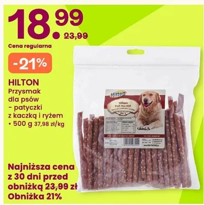 Przysmak dla psów - patyczki z kaczką i ryżem Hilton promocja w Frisco