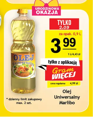 Olej rzepakowy uniwersalny Marlibo promocja w Gram Market