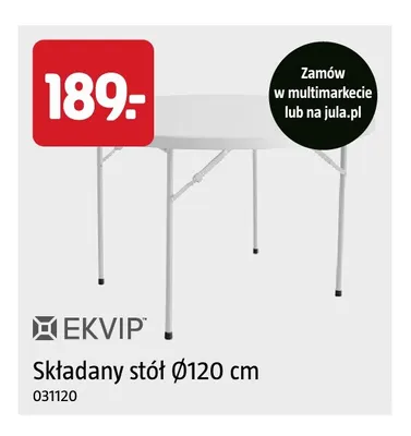 Składany stół Ø120 cm Ekvip promocja w Jula