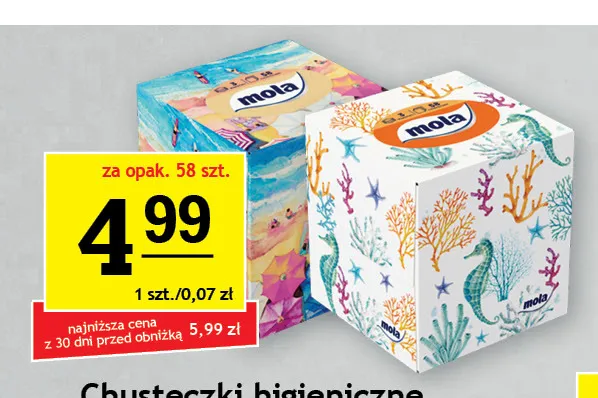 Chusteczki higieniczne Mola 58-pak promocja w Gram Market