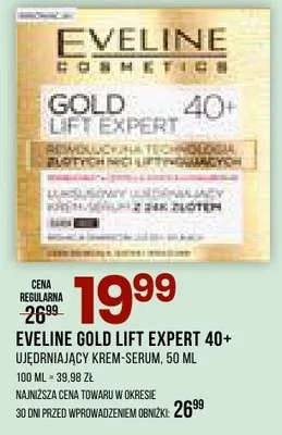 Krem Eveline Gold Lift Expert 40+ ujędrniający krem-serum 50 ml promocja w Drogerie Natura