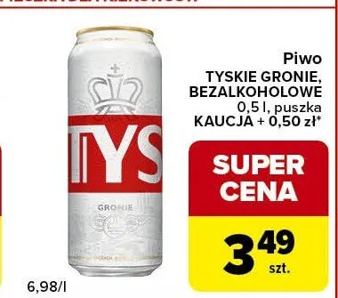 Piwo górskie bezalkoholowe puszka kaucja + 0,50 zł promocja w Carrefour Express