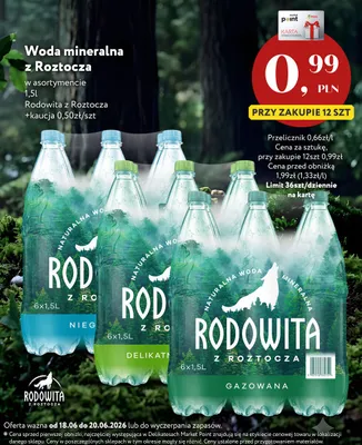 Woda mineralna delikatnie gazowana Rodowita z Roztocza promocja w Market Point