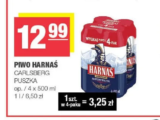 Piwo Harnaś 4-pak promocja w SPAR