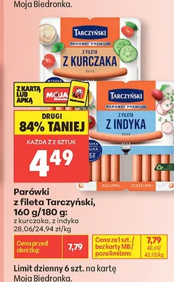 Parówki z kurczaka Tarczyński promocja w Biedronka