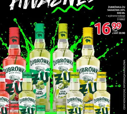 Wódka Żubrówka ŻU smakowa Sour Apple 20% promocja w Selgros