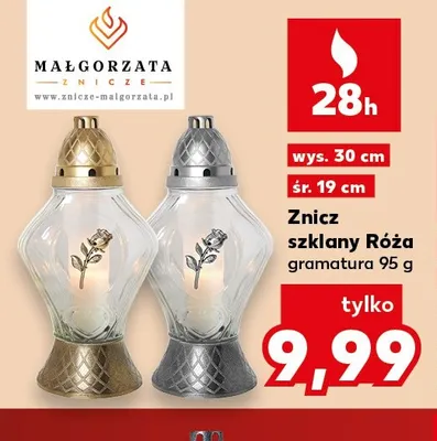 Znicz szklany Róża Małgorzata promocja w Kaufland