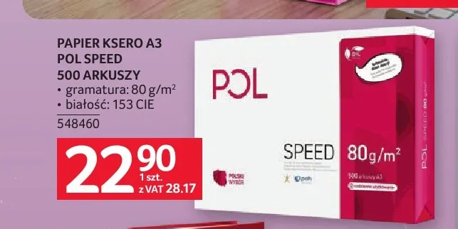 Papier ksero A3 Pol Speed promocja w Selgros