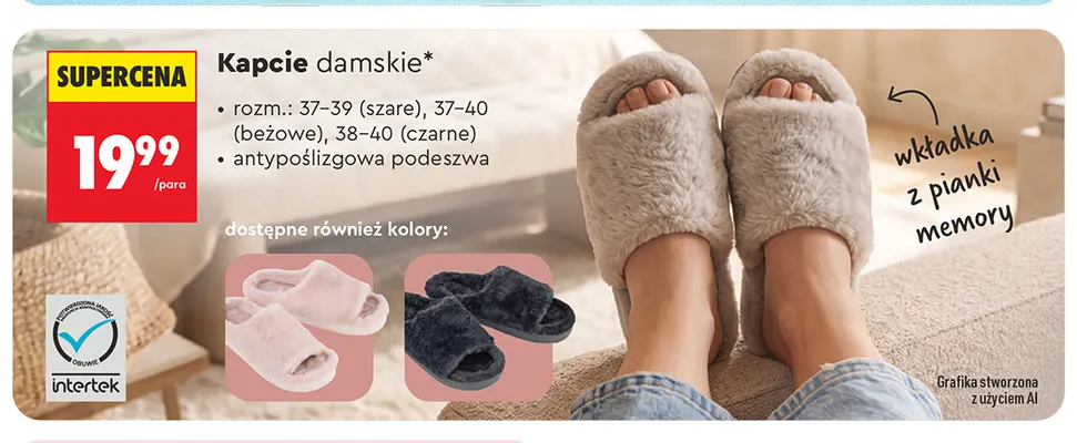 Kapcie damskie promocja w Biedronka