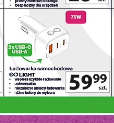 Ładowarka samochodowa XO Light 75W promocja w Auchan