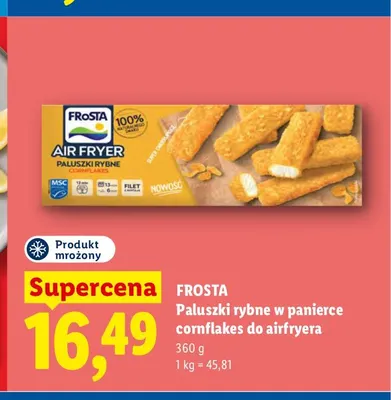 Paluszki rybne w panierce cornflakes do airfryera Frosta promocja w Lidl