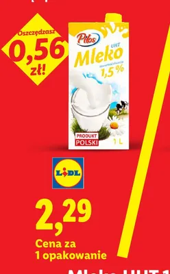 Mleko UHT 1,5% Pilos promocja w Lidl