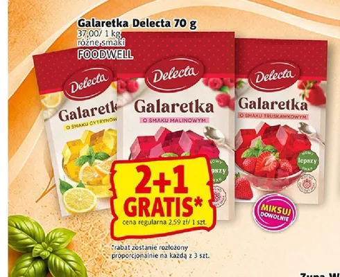 Galaretka o smaku cytrynowym Delecta promocja w Prim Market