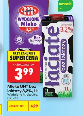 Mleko UHT bez laktozy 3,2% Łaciate promocja w Biedronka