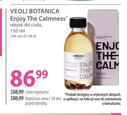 Olejek do ciała Enjoy The Calmness Veoli Botanica promocja w Hebe