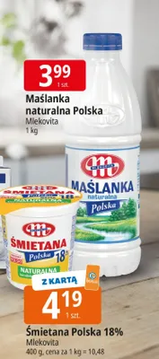 Maślanka naturalna Polska Mlekovita promocja w Leclerc
