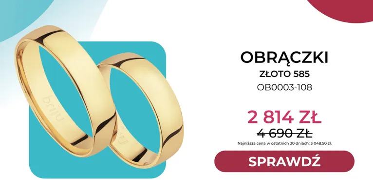 Obrączki złoto 585 OB0003-108 Briju promocja w Briju