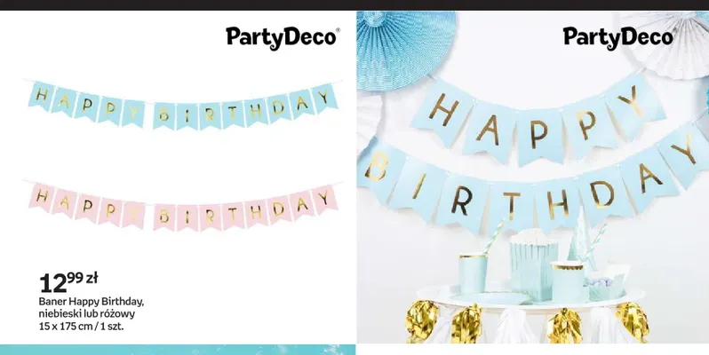 Baner Happy Birthday 15x175 cm PartyDeco promocja w Empik