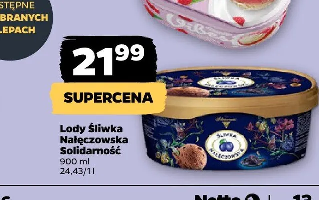 Lody Śliwka Nałęczowska Solidarność promocja w Netto