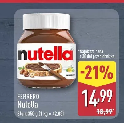 Krem do smarowania Nutella Ferrero promocja w Aldi