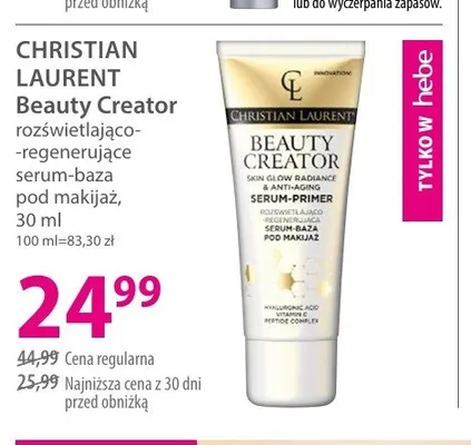 Rozświetlająco-regenerujące serum-baza pod makijaż CHRISTIAN LAURENT Beauty Creator promocja w Hebe
