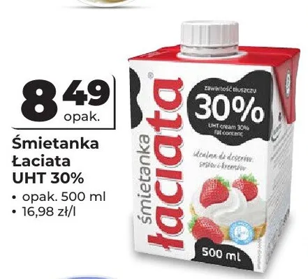 Śmietanka Łaciata UHT 30% promocja w Odido
