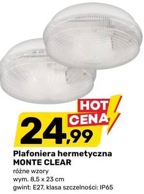 Plafoniera hermetyczna Monte Clear promocja w Bricomarche