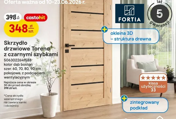 Skrzydło drzwiowe Toreno z czarnymi szybkami promocja w Castorama