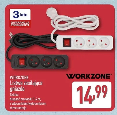 Listwa zasilająca gniazda WORKZONE promocja w Aldi