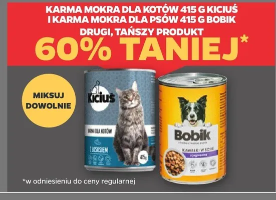 Karma mokra dla kotów Kiciuś z łososiem promocja w Netto