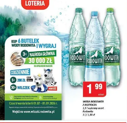 Woda mineralna Rodowita z Roztocza delikatnie gazowana promocja w Chorten