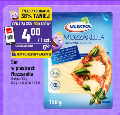 Ser w plastrach Mozzarella promocja w POLOmarket