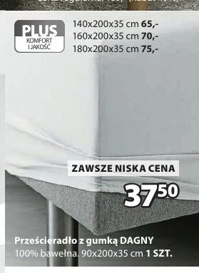 Prześcieradło z gumką DAGNY 90x200x35cm promocja w Jysk